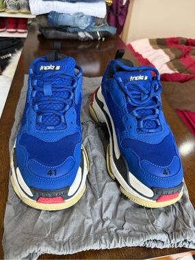 Balenciaga Blue and Black Triple S Mesh Sneakers US size 8